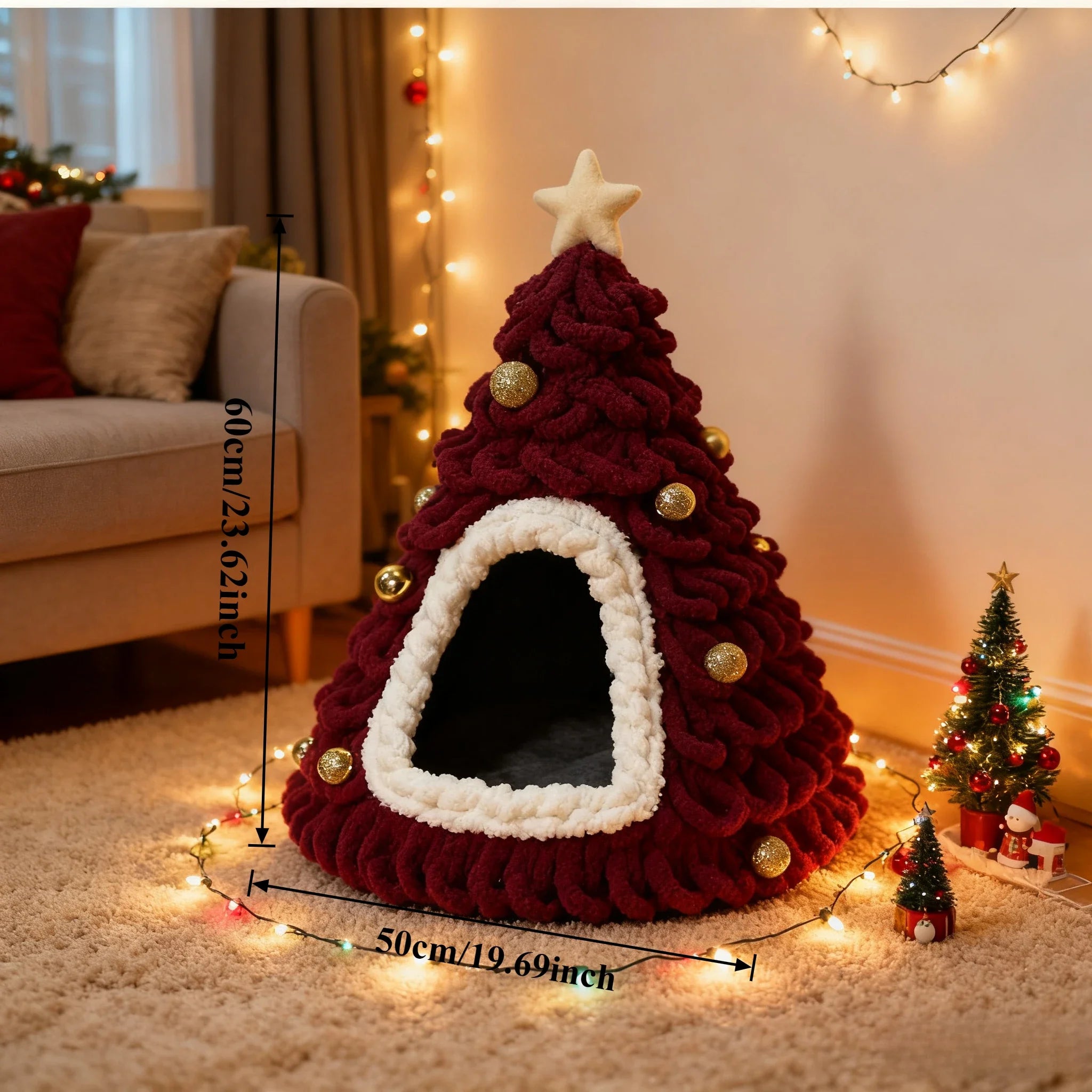 Winterliches Weihnachtsbaum-Katzenbett