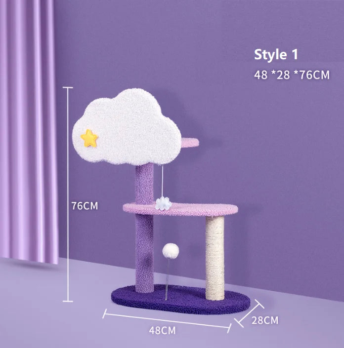 Lila Luxus-Katzenbaum für den Innenbereich mit Blumen-Design