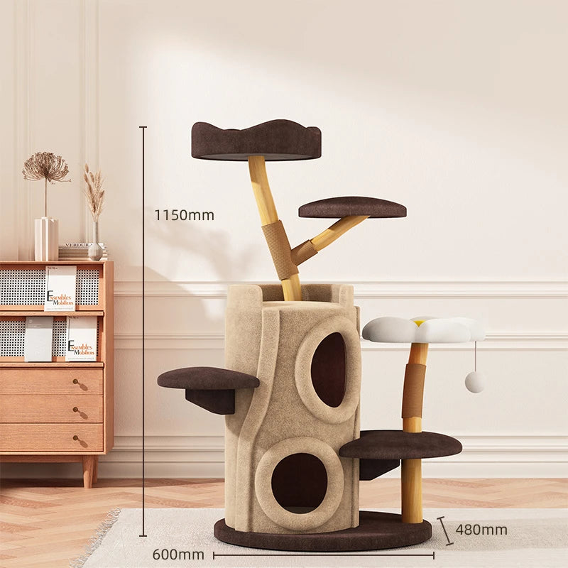Grün-Brauner Luxus-Katzenbaum für den Innenbereich