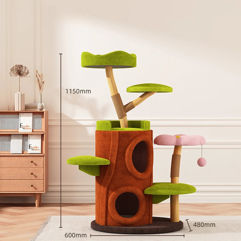 Grün-Brauner Luxus-Katzenbaum für den Innenbereich