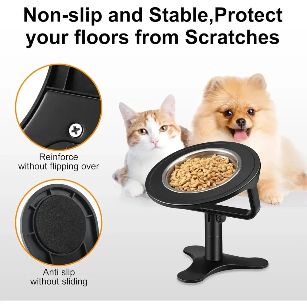 Napf mit höhenverstellbarem Ständer, Edelstahl, 15° geneigt für Katz und Hund