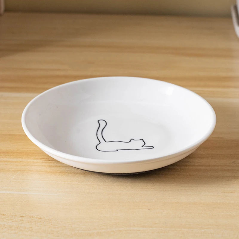 Süsser Keramischer Katzenteller mit rutschfester Silikonunterlage