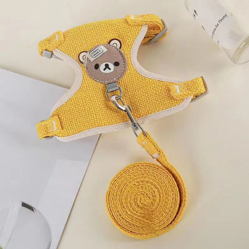 Hundegeschirr im Weste-Stil für kleine Hunde und Katzen mit Bärenmuster