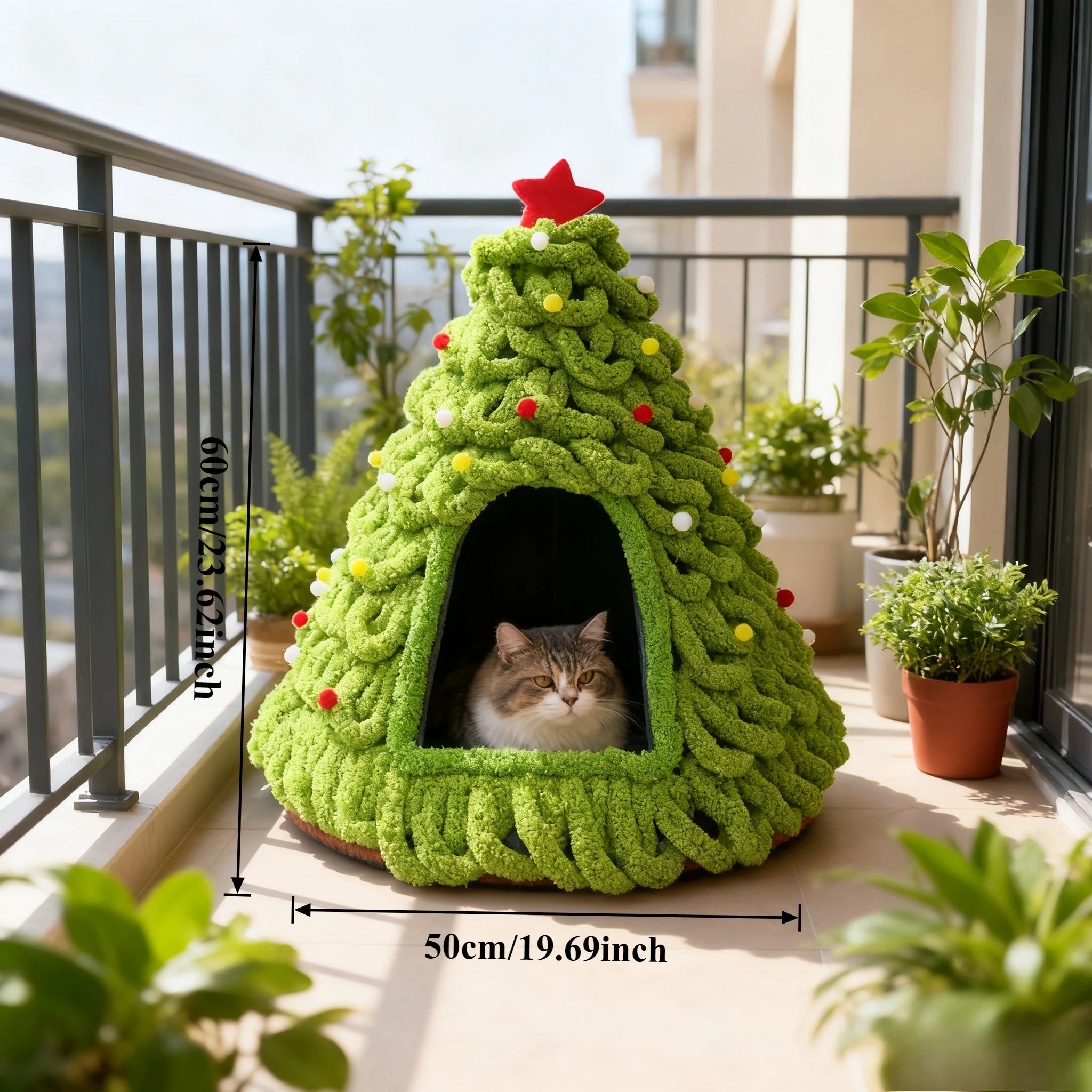 Winterliches Weihnachtsbaum-Katzenbett