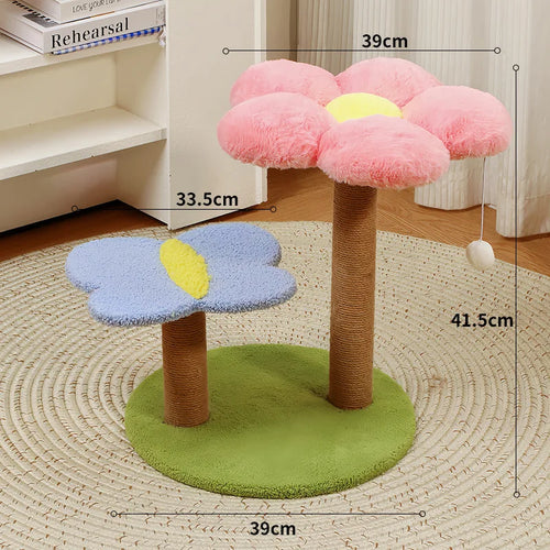 Blumenförmiger Kletterbaum mit Kratzfläche