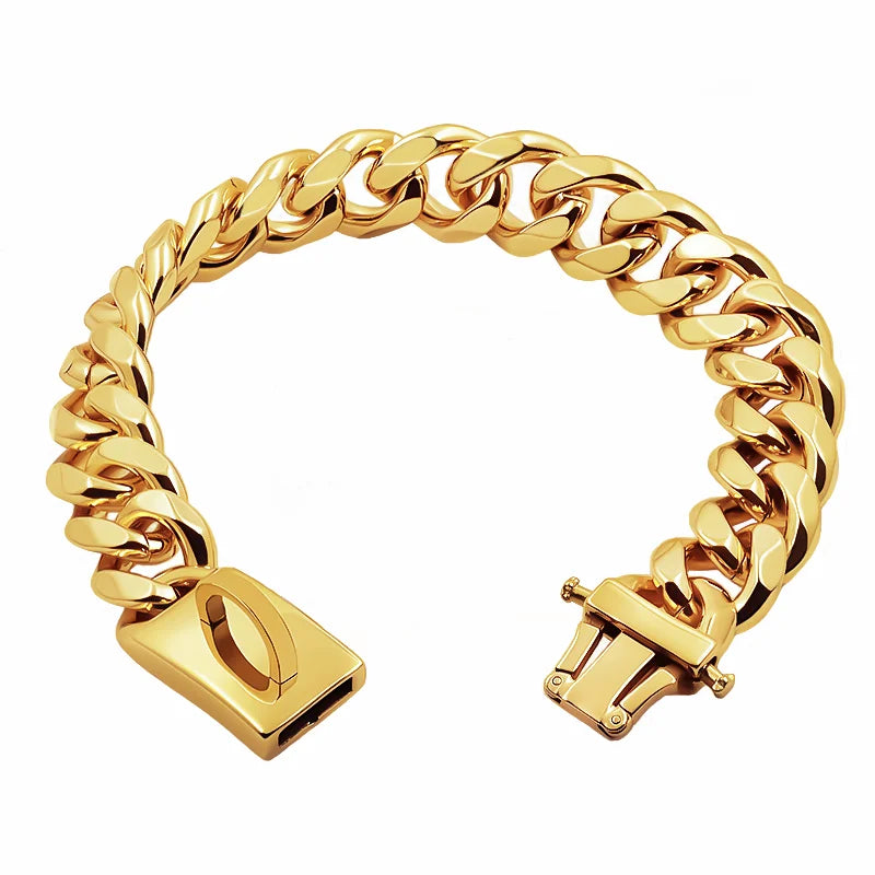 Goldfarbene Edelstahl Halskette für Hunde