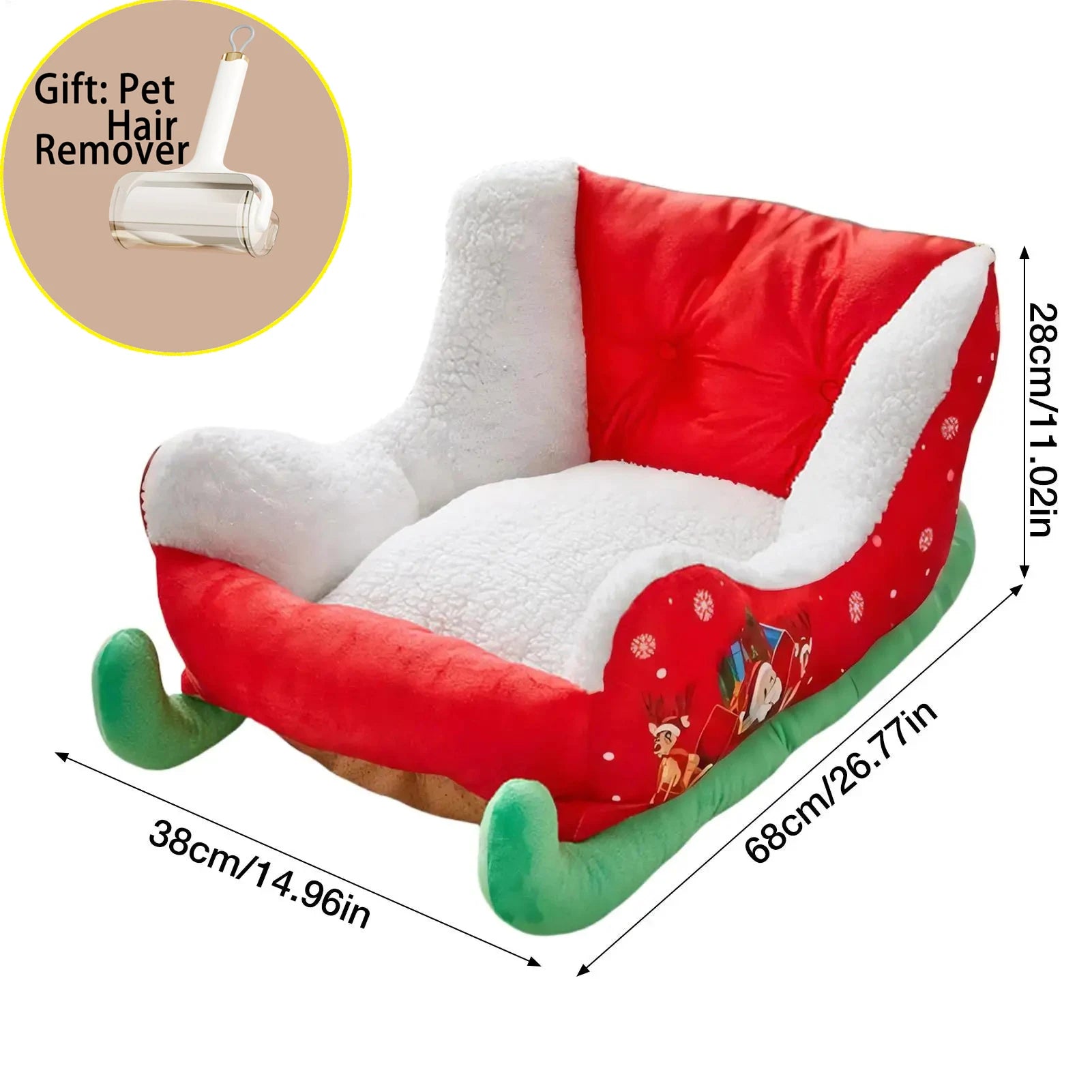 Weihnachtliches Bett für Hunde und Katzenim Schlitten-Design